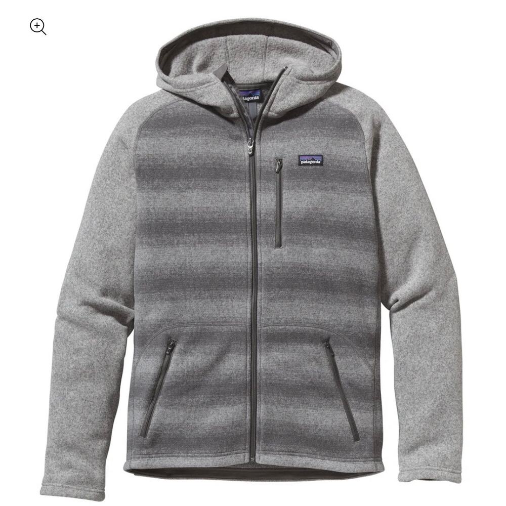 Patagonia Men's Better Sweater Full Zip Hoody Jacket Striped Gray Outdoors XXL